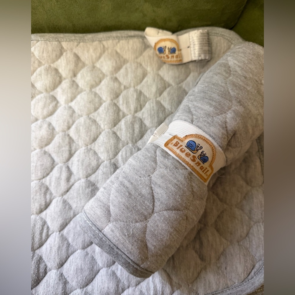 Gray Quilted Blue Snail Bamboo changing pads